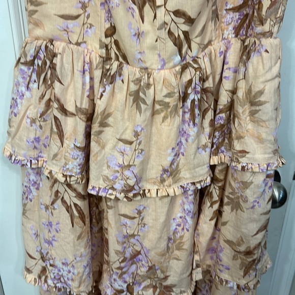 House of Harlow 1960 Linen Floral Tiered Corset Maxi Dress Large - Picture 5 of 13